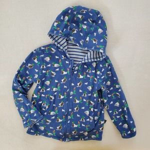 Jojo maman bebe duck print hooded jacket reversible striped 3t 4t